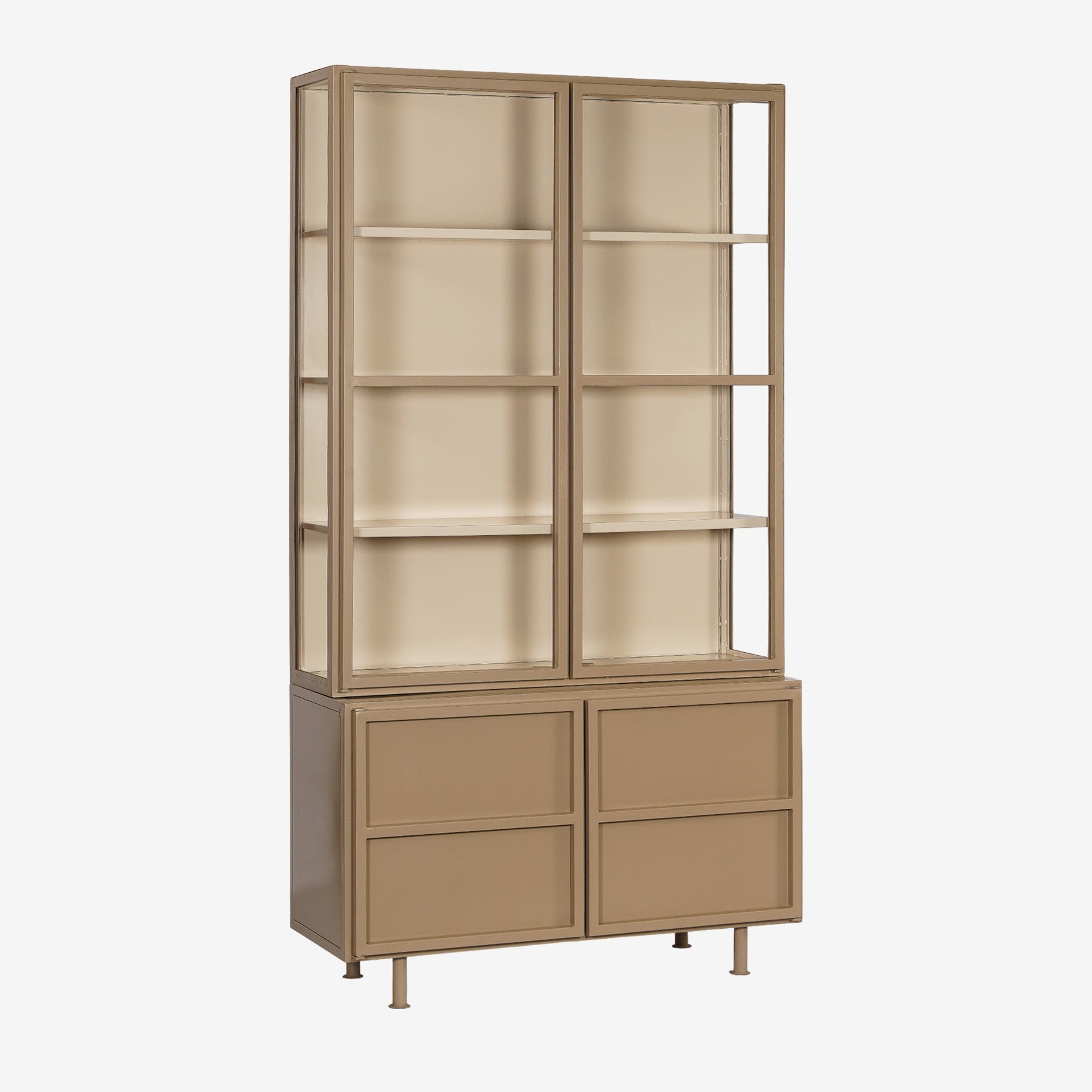 New Routz vitrinekast Langley in de kleur cappuccino, zij-aanzicht