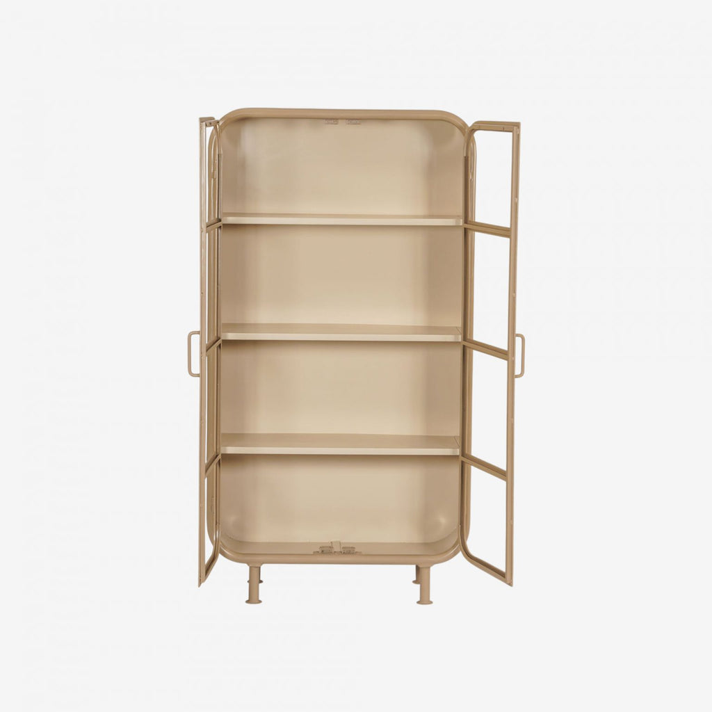 New Routz vitrinekast Casey in de kleur cappuccino, met open deuren