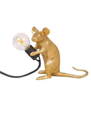 Seletti mouselamp zittend goud