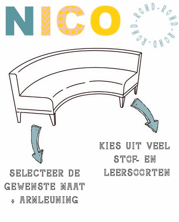 Eettafelbankje Nico rond