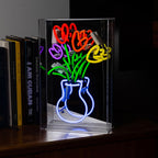 Glazen Neon Sign Vase of Tulips - Kavel 84