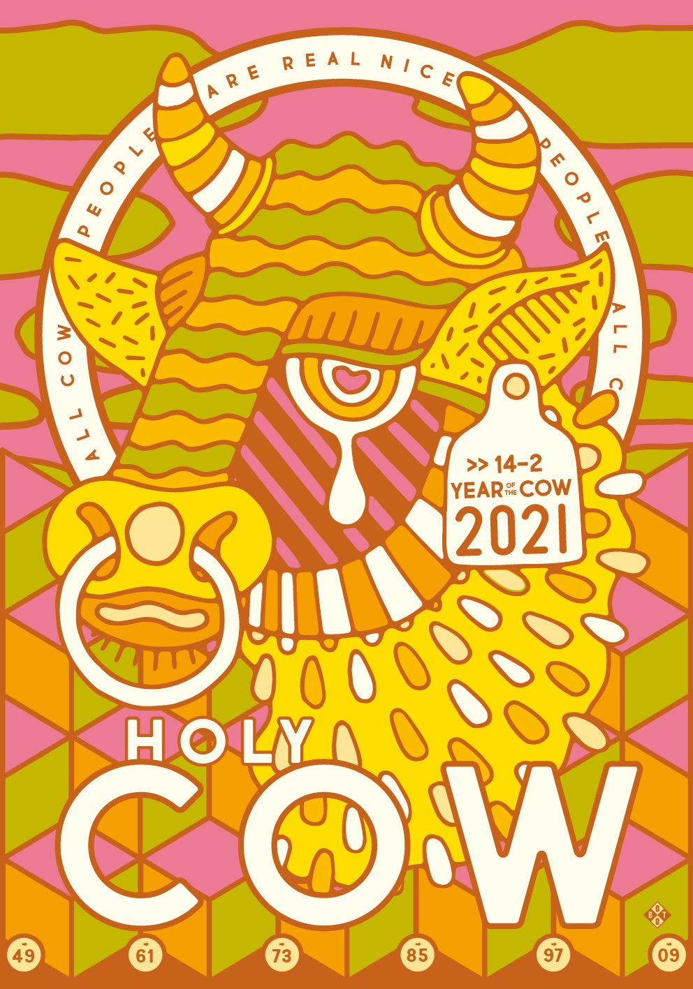 Studio Boot poster Jaar van de Koe 4 kleuren