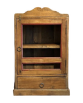 Teakhouten hangkastje met glas en lade