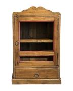 Teakhouten hangkastje met glas en lade