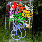 Glazen Neon Sign Vase of Tulips - Kavel 84