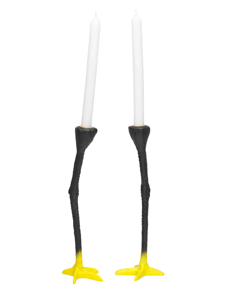 Long Legs kandelaar zwart geel