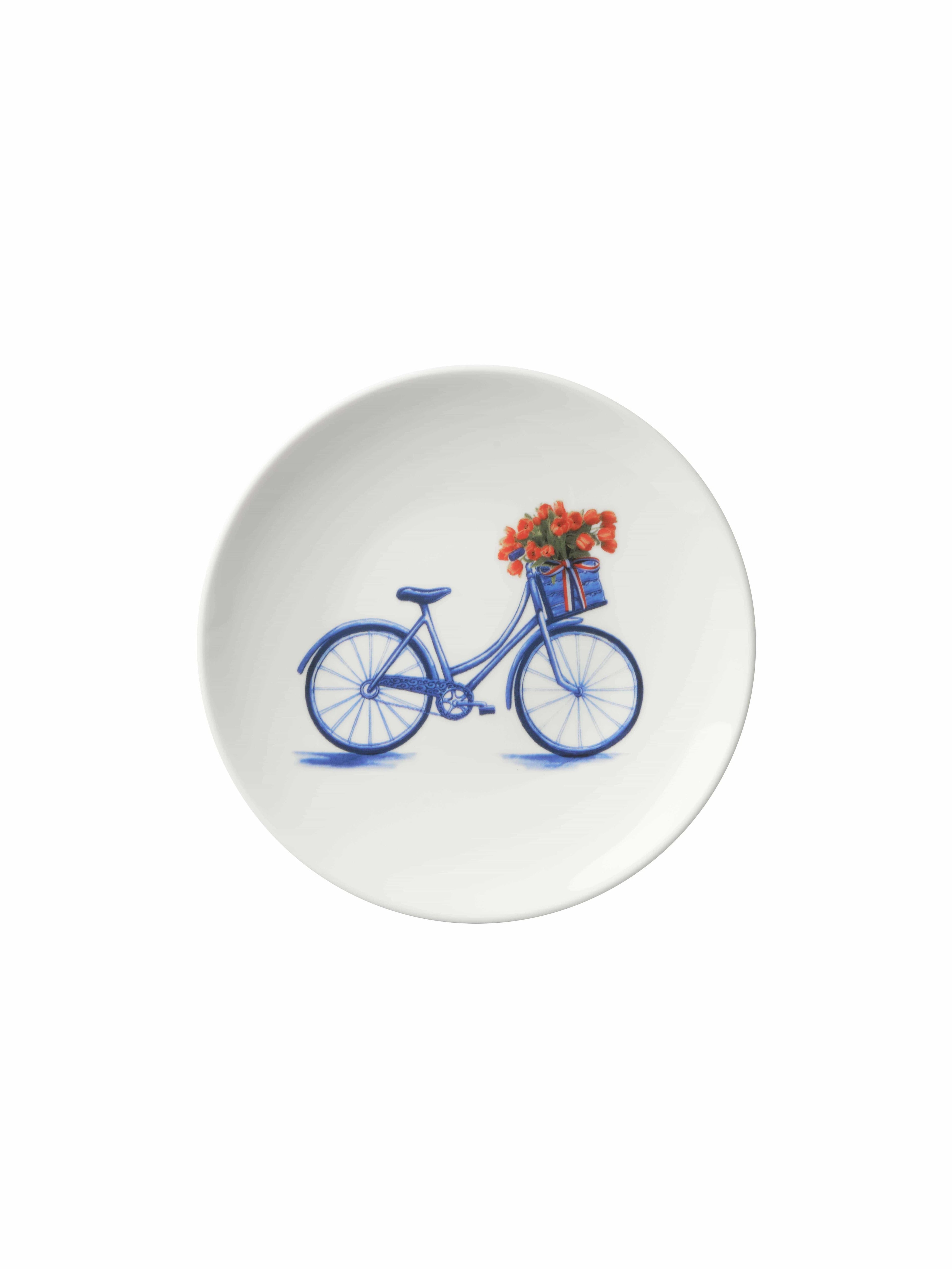 Heinen Delfts Blauw Wandbord Fiets klein