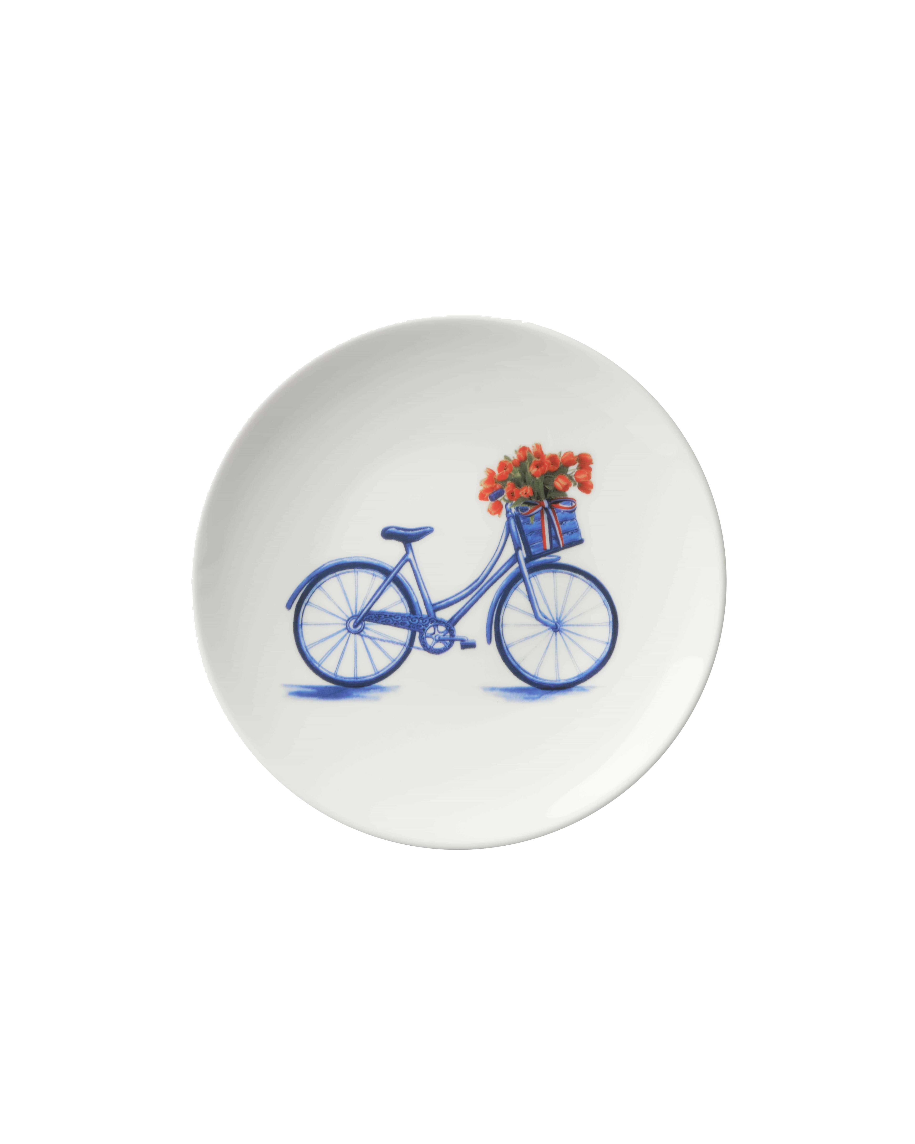 Heinen Delfts Blauw Wandbord Fiets klein