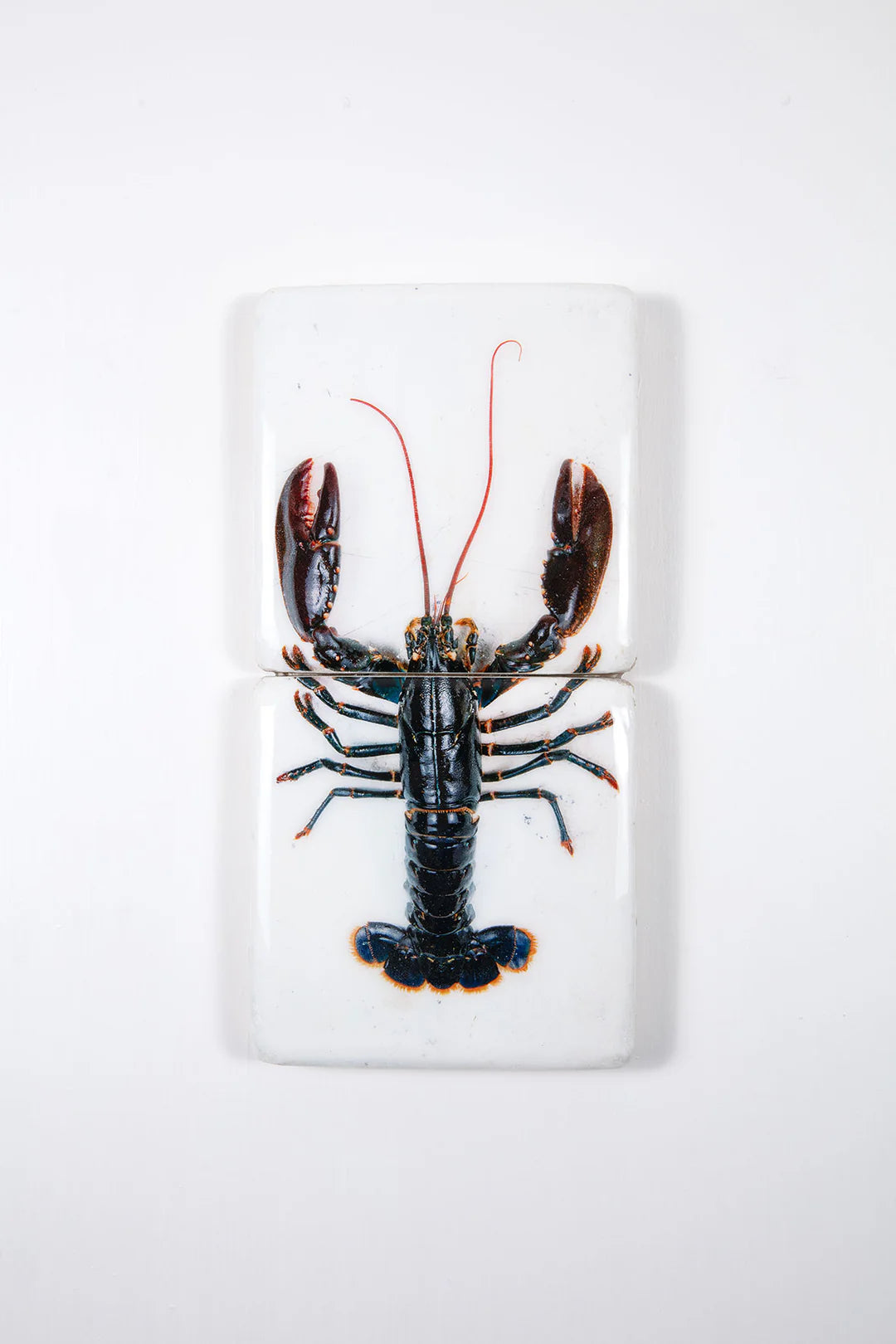StigerWoods wooden tile Oosterschelde Lobster on White Table