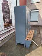 Grijze vintage lockerkast met bankje - Kavel 84