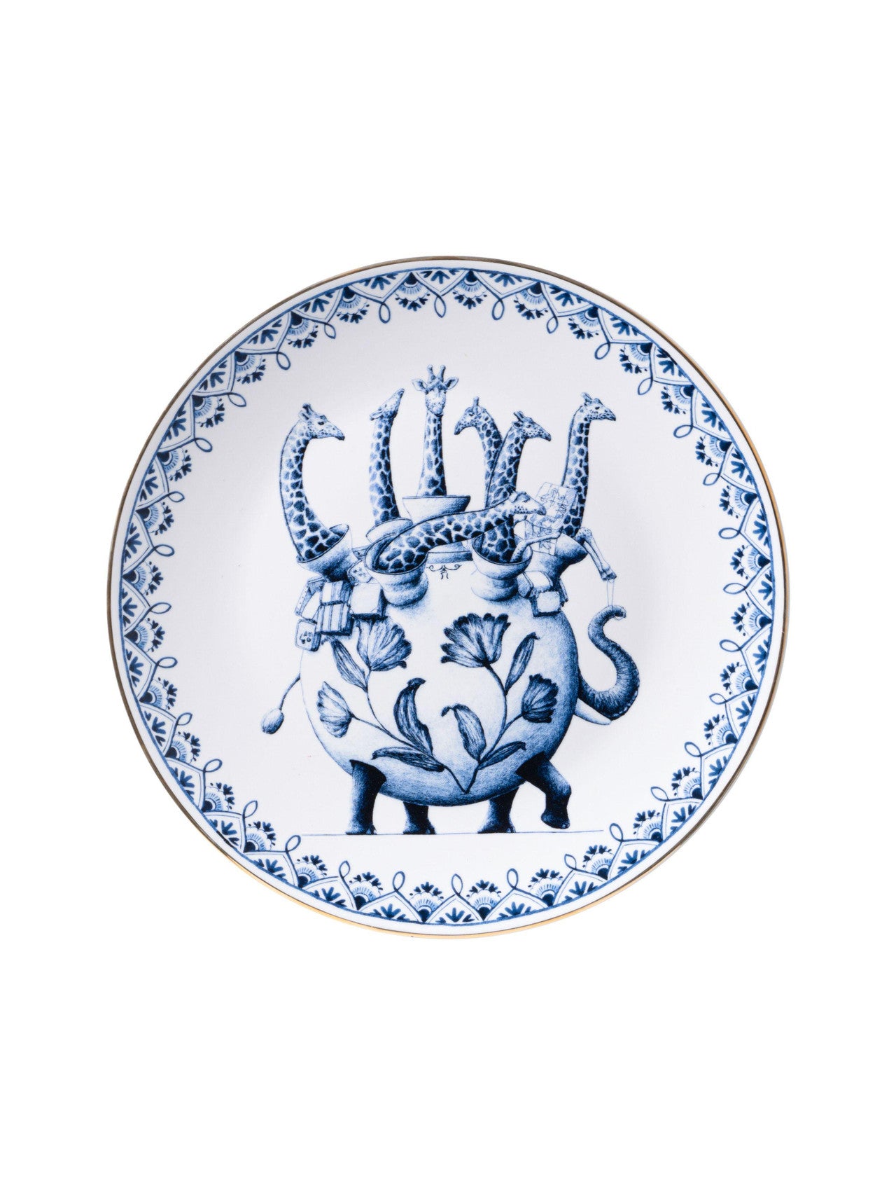 Heinen Delfts Blauw wandbord Redmer Hoekstra - Giraffe - Kavel 84