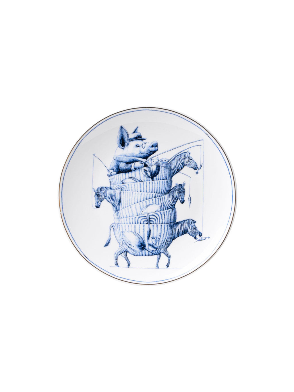 Heinen Delfts Blauw wandbord Redmer Hoekstra - Zebra - Kavel 84