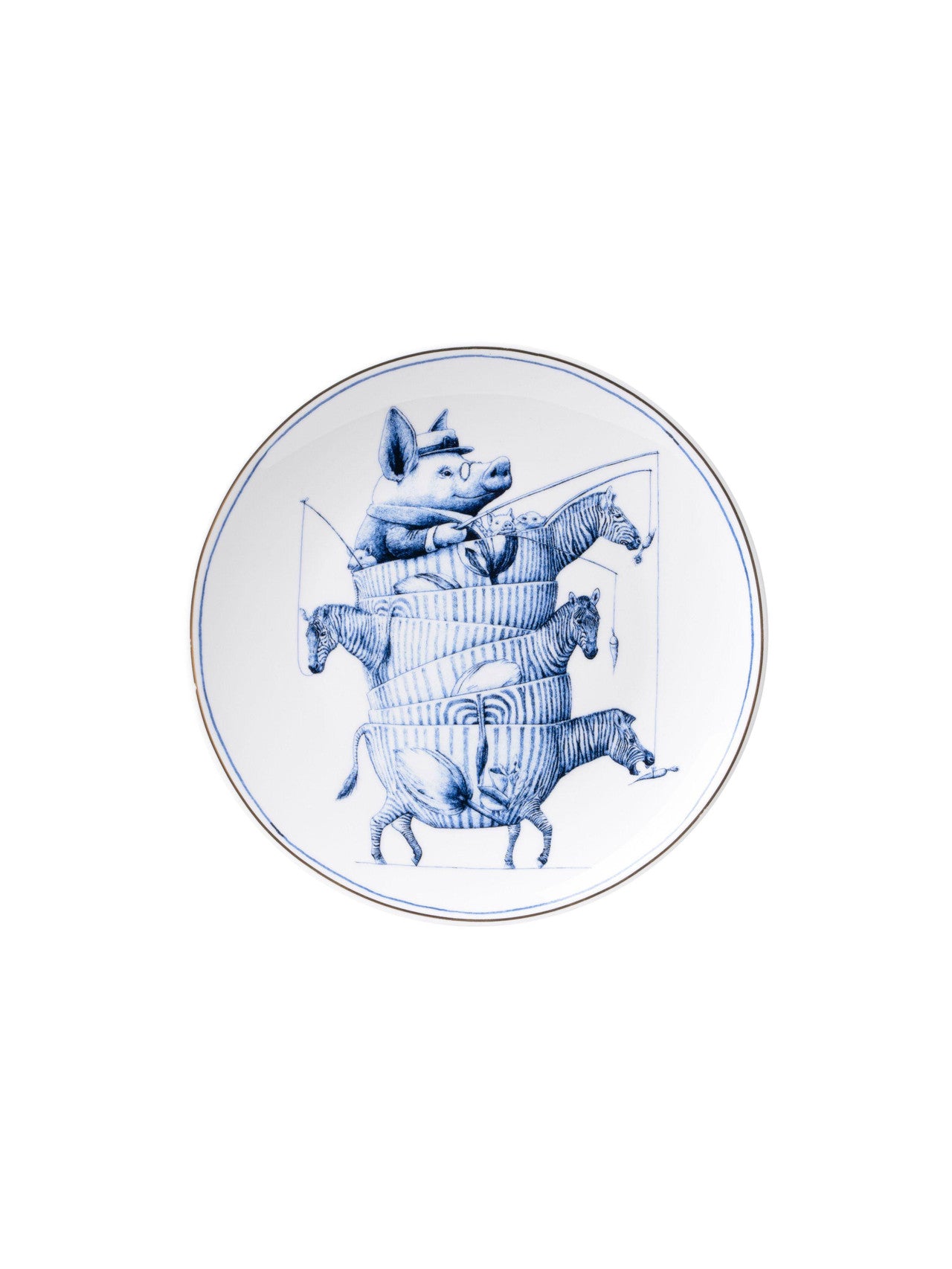 Heinen Delfts Blauw wandbord Redmer Hoekstra - Zebra - Kavel 84