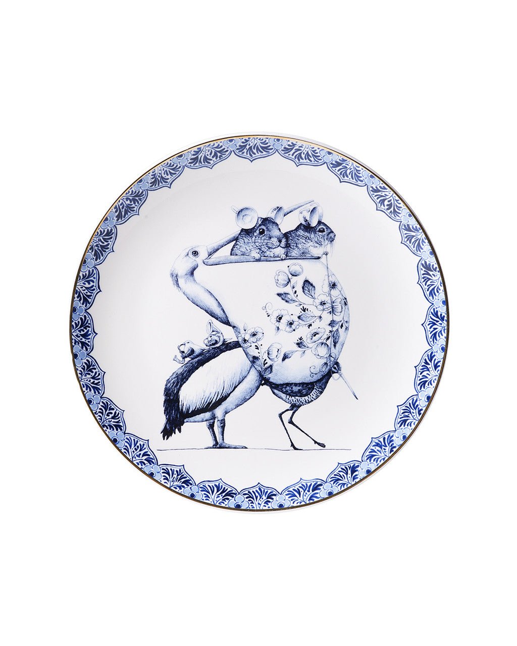Heinen Delfts Blauw wandbord Redmer Hoekstra - Pelikaan - Kavel 84