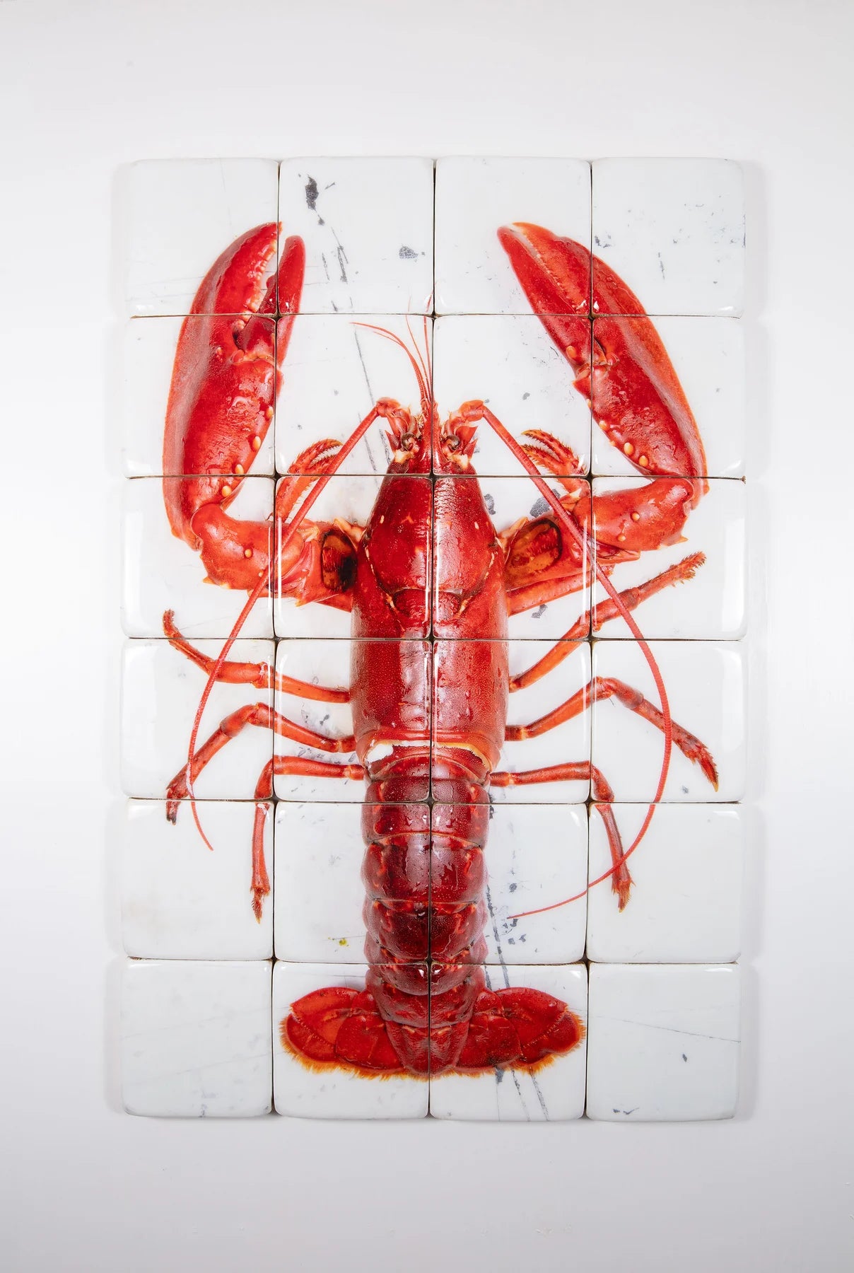 StigerWoods wooden tile Red Oosterschelde Lobster on White Table
