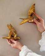 Heinen Delfts Blauw wandvogel goud - Kavel 84