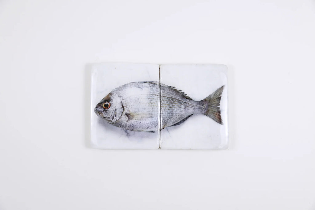 StigerWoods wooden tile Silver Dorade on Marble
