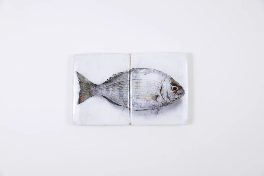 StigerWoods wooden tile Silver Dorade on Marble