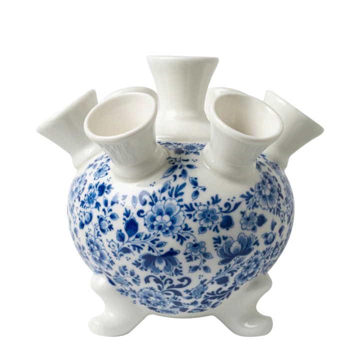 Heinen Delfts Blauw Tulpenvaas op Pootjes
