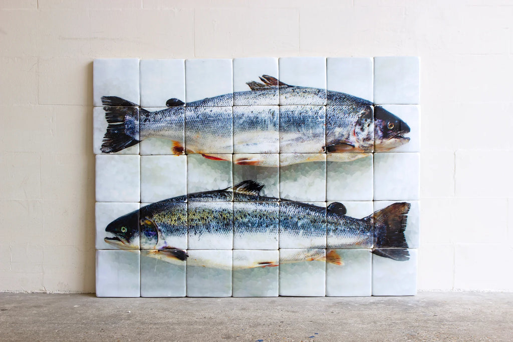 StigerWoods wooden tile Two Scottish Salmon
