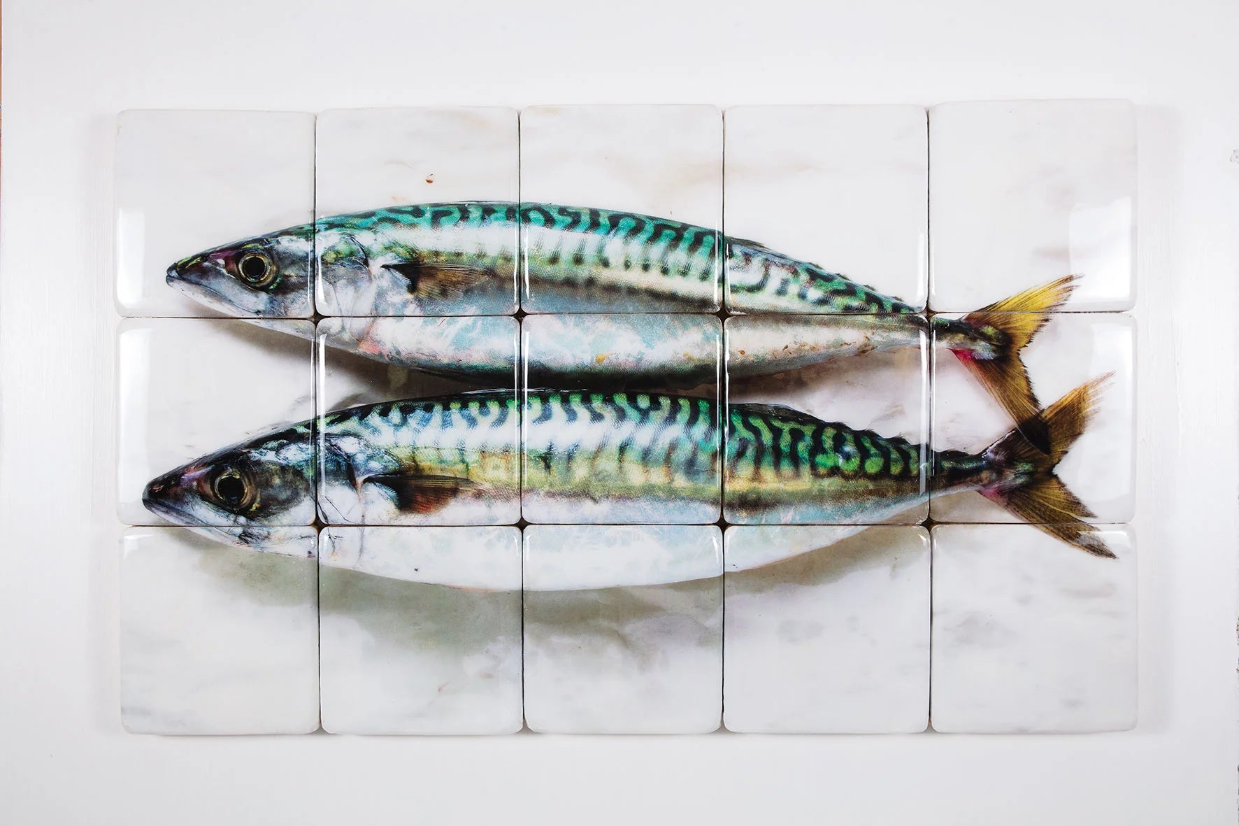 StigerWoods wooden tile Two Mackerels on Paper