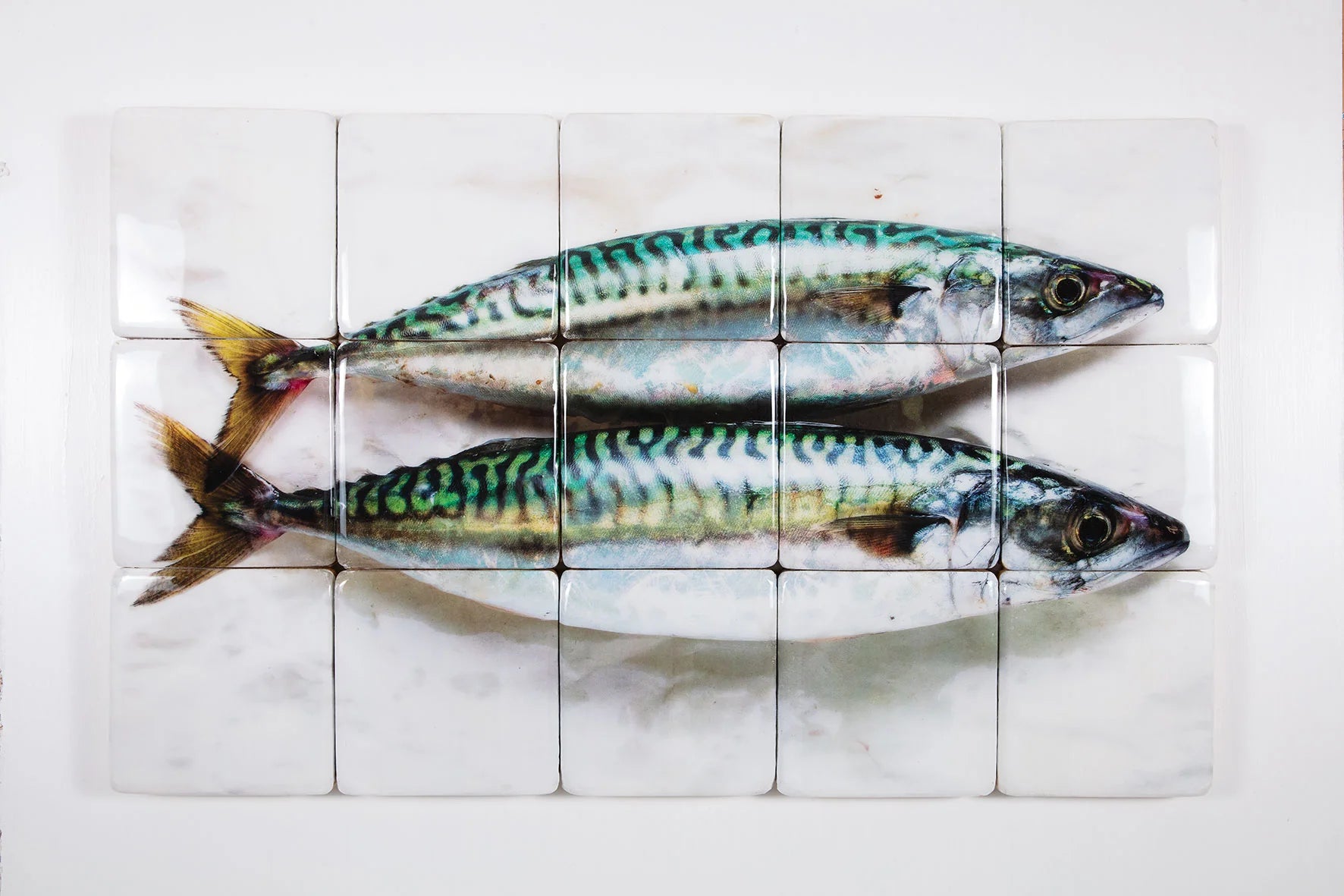 StigerWoods wooden tile Two Mackerels on Paper