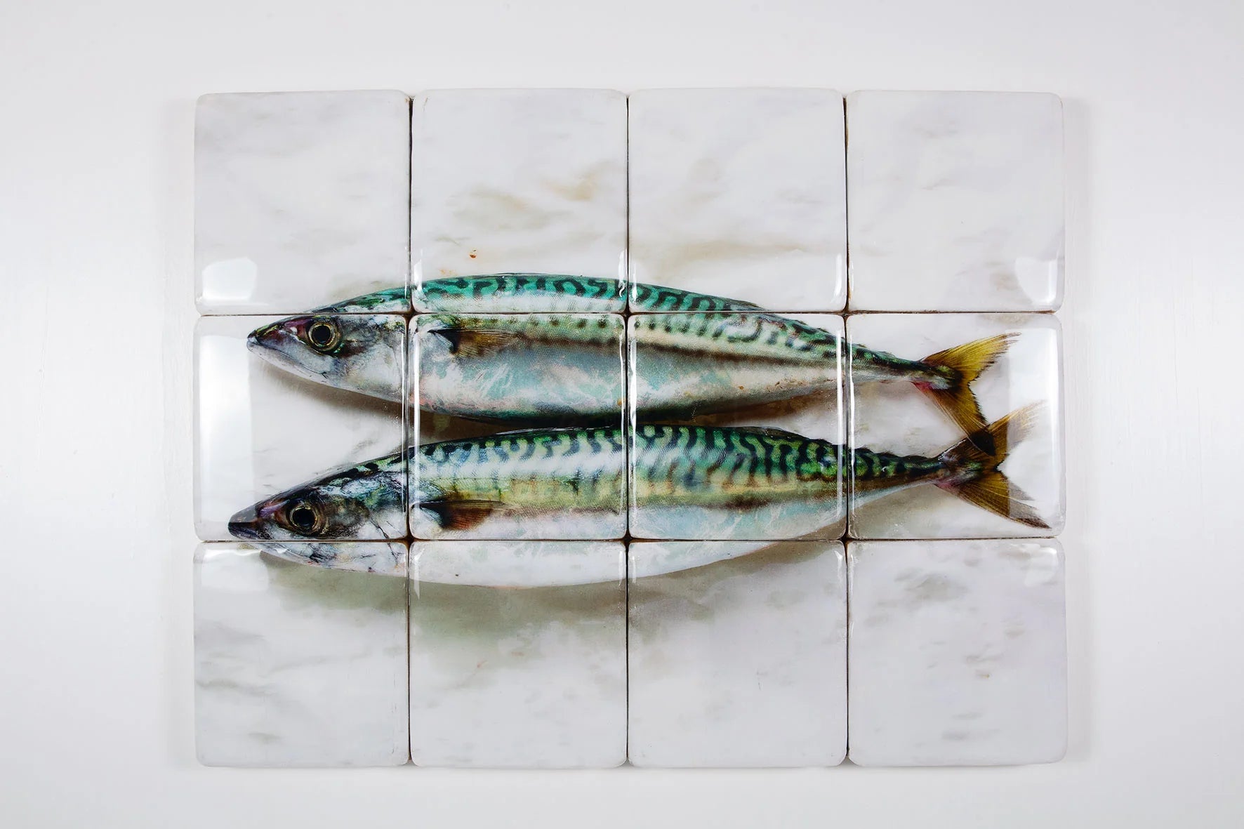 StigerWoods wooden tile Two Mackerels on Paper