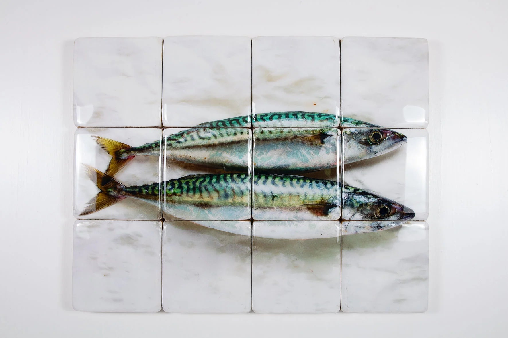 StigerWoods wooden tile Two Mackerels on Paper
