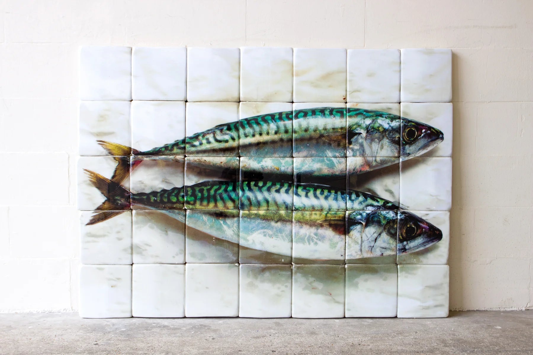 StigerWoods wooden tile Two Mackerels on Paper