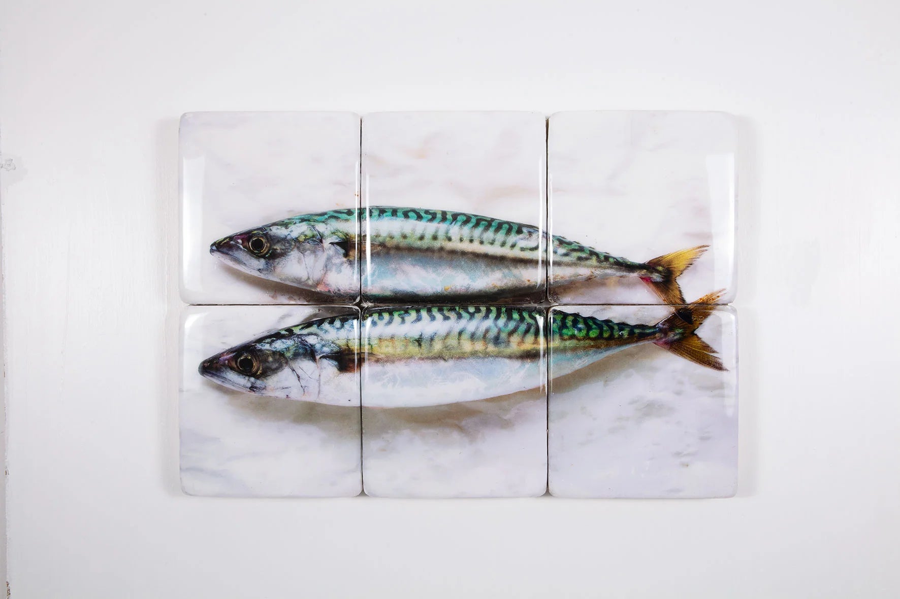 StigerWoods wooden tile Two Mackerels on Paper