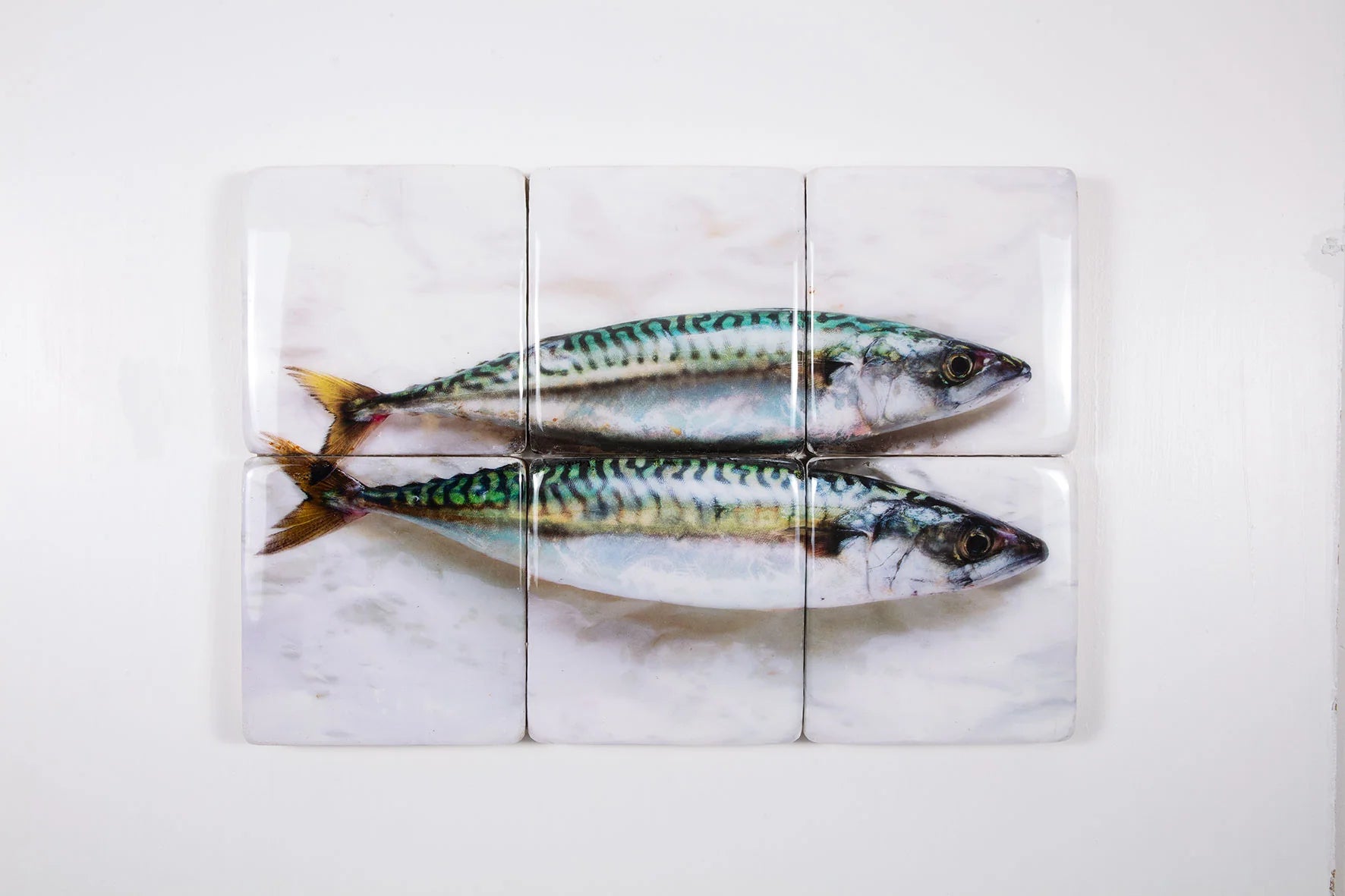 StigerWoods wooden tile Two Mackerels on Paper