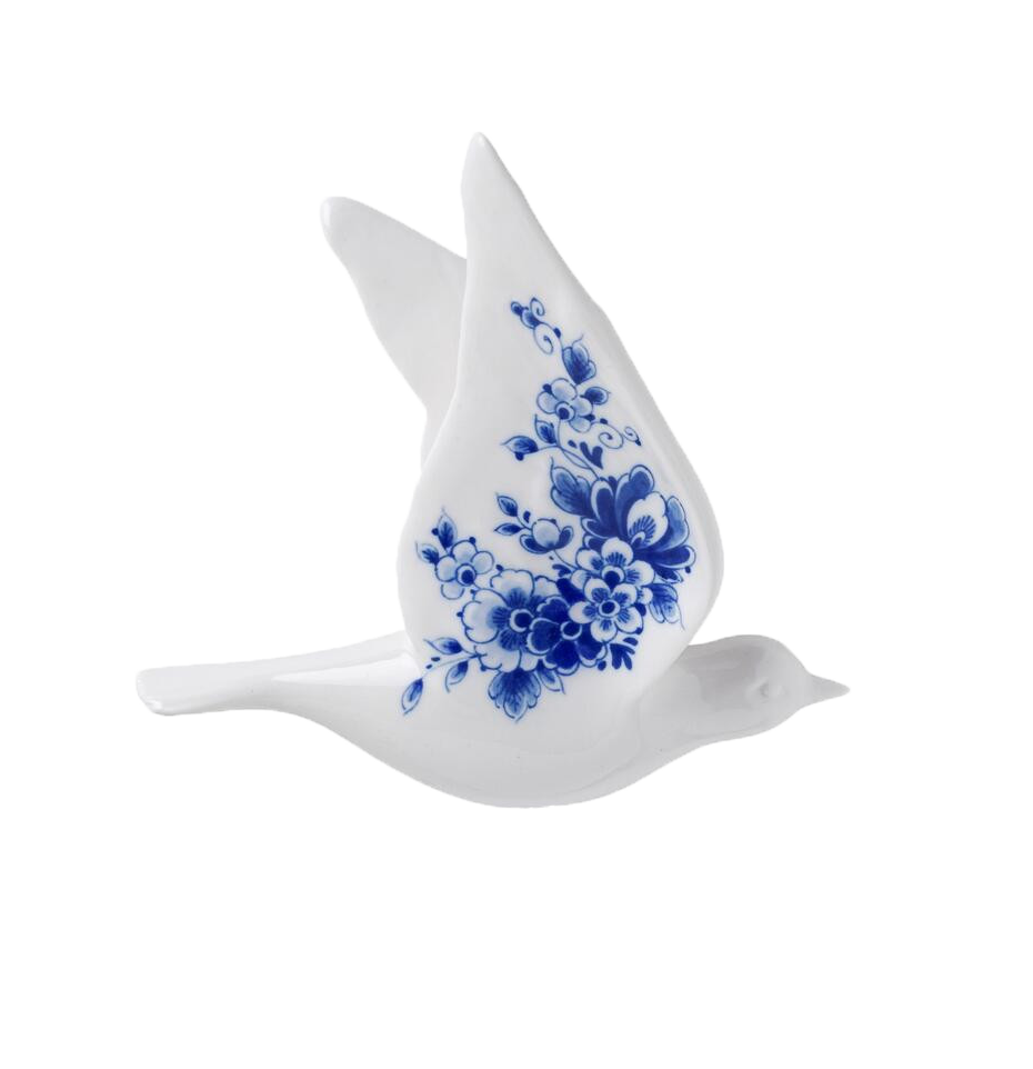 Heinen Delfts Blauw wandvogel Delfts Blauw