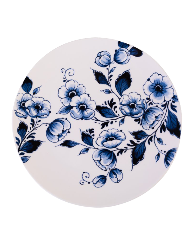 Heinen Delfts Blauw Wandbord Bloesem