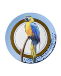 Heinen Delfts Blauw wandbord mandala papegaai