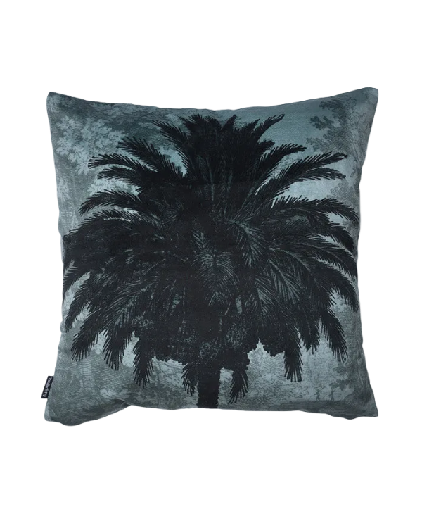 Velvet Blue Palm kussen