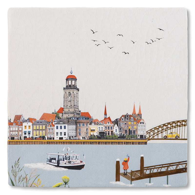 StoryTiles Zwaaiend naar Deventer tegeltje