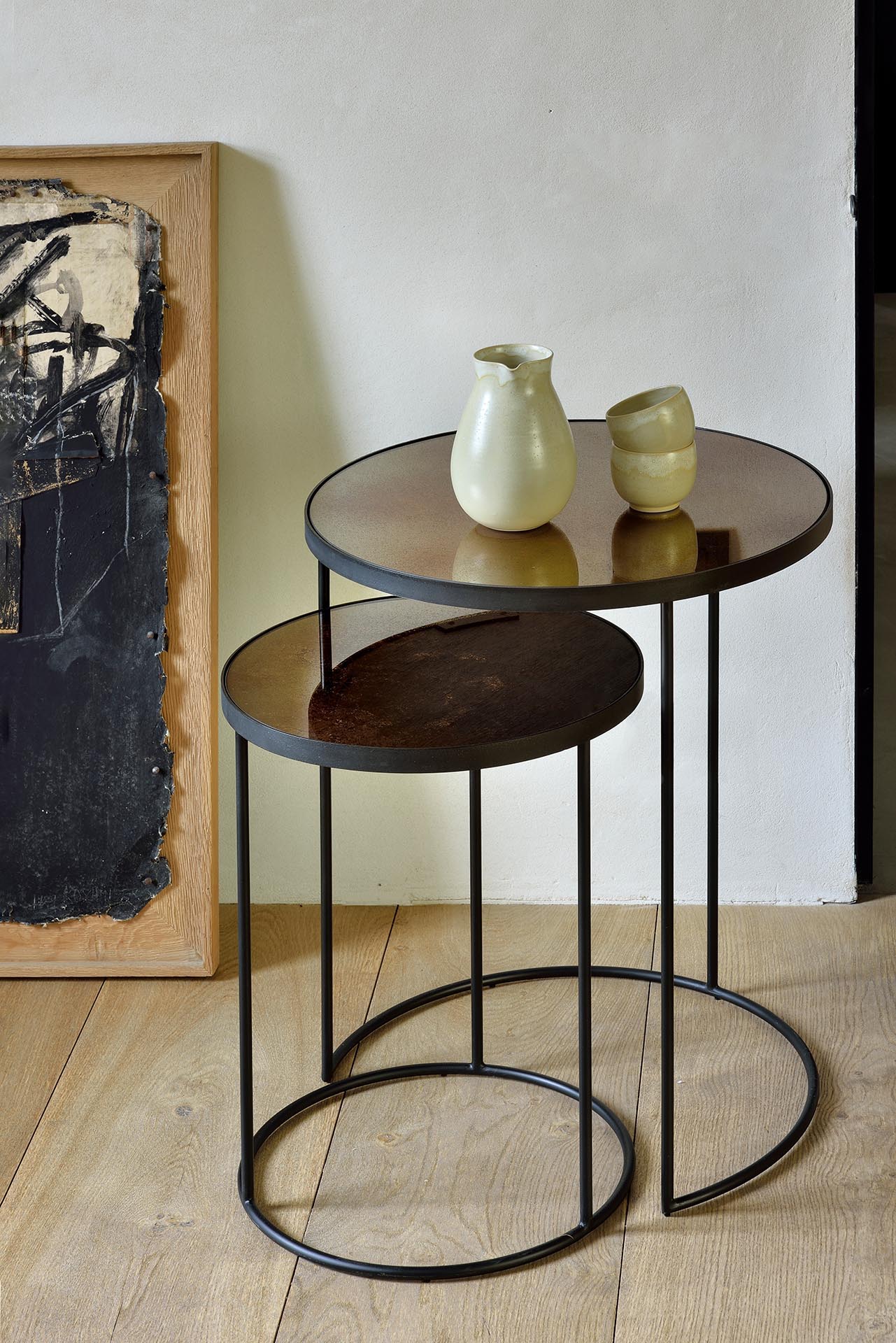 Ethnicraft Bijzettafels set Bronze Nesting