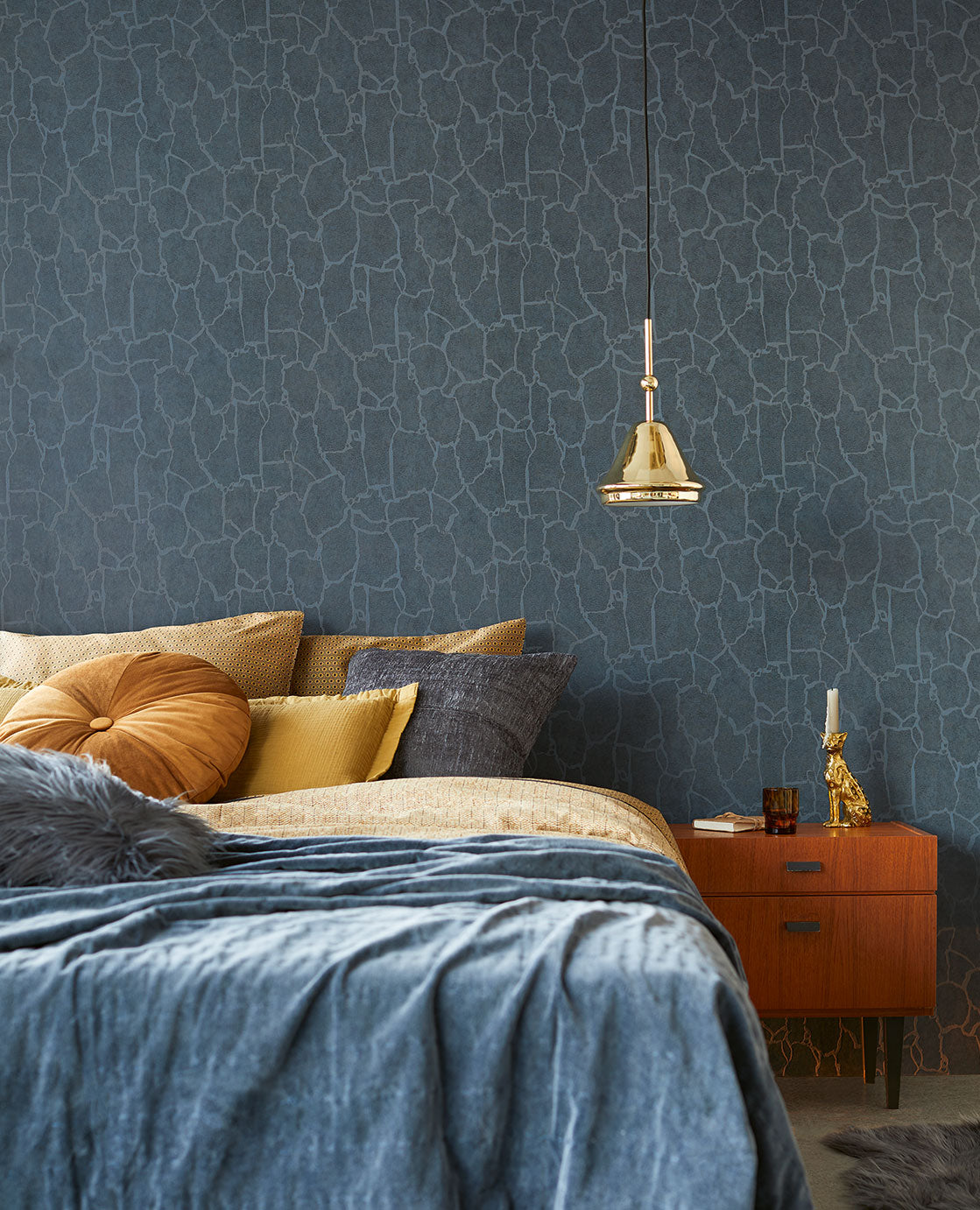 Eijffinger behang Giraffeprint Donkerblauw