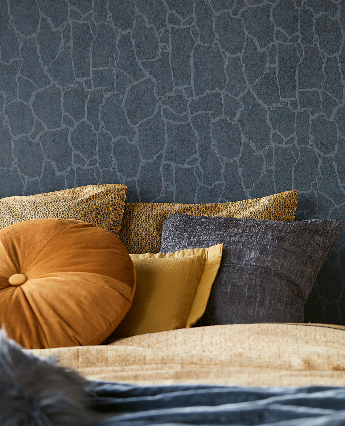 Eijffinger behang Giraffeprint Donkerblauw
