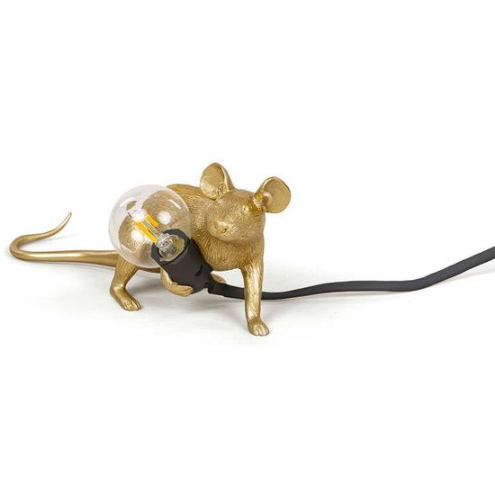 Seletti mouselamp liggend goud