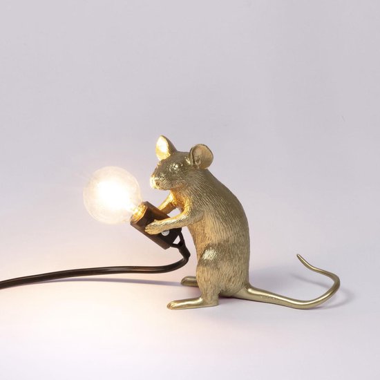 Seletti mouselamp zittend goud
