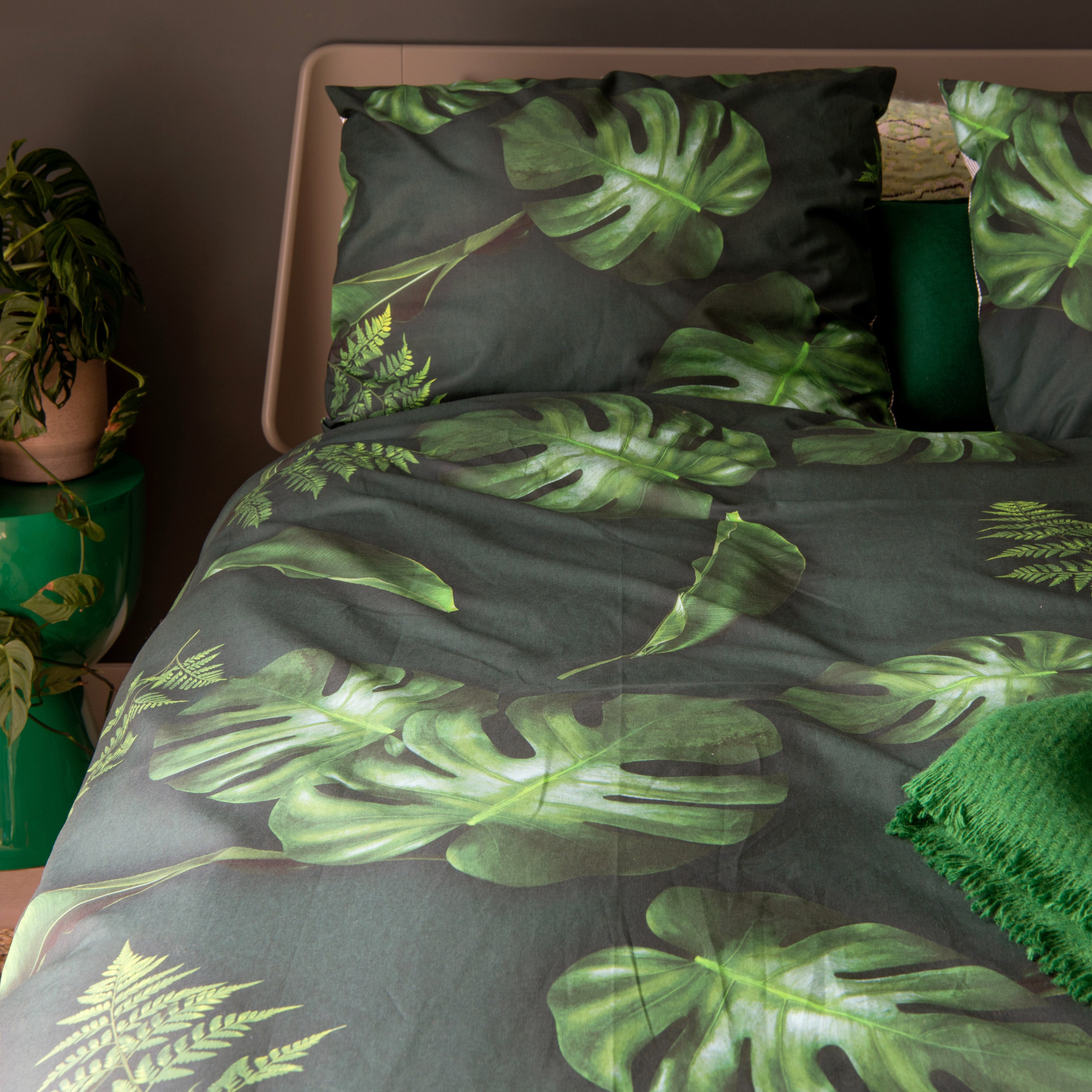 Snurk Monstera Bladeren dekbedovertrek