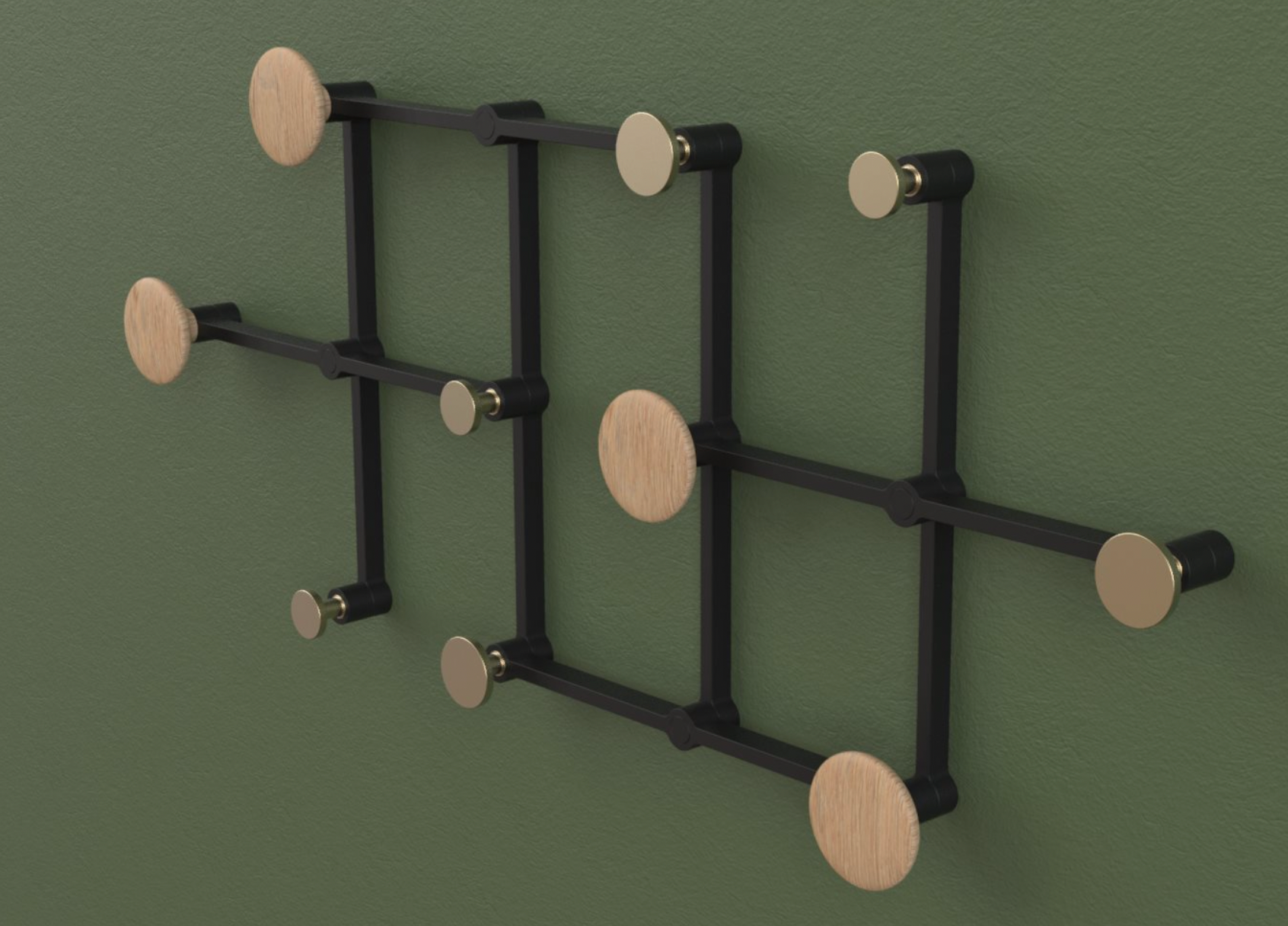 LoCa X-TEND kapstok in de kleur oak met een geometrisch ontwerp.