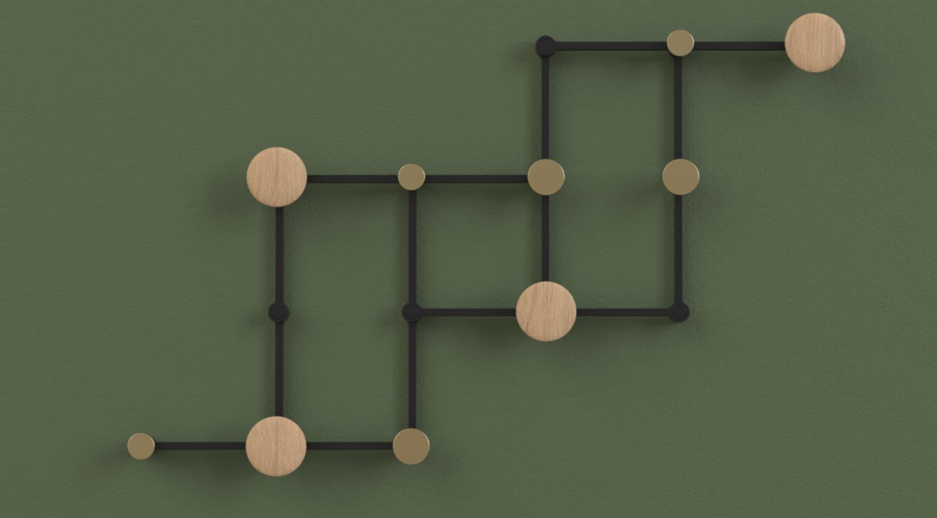 LoCa X-TEND kapstok in de kleur oak met een geometrisch ontwerp.