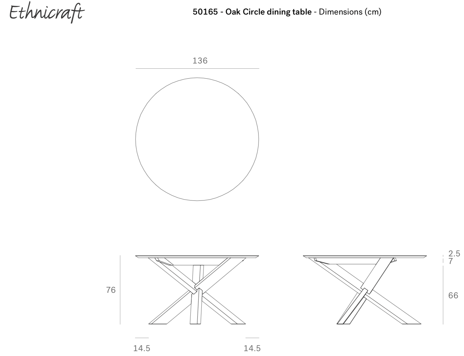 Ethnicraft Circle eettafel Rond