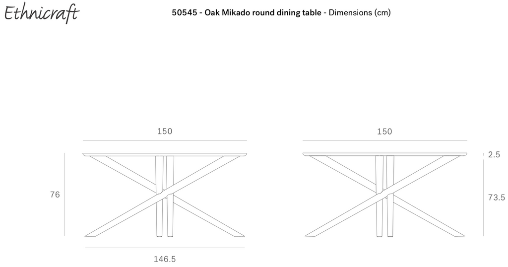 Ethnicraft Eettafel Mikado Rond