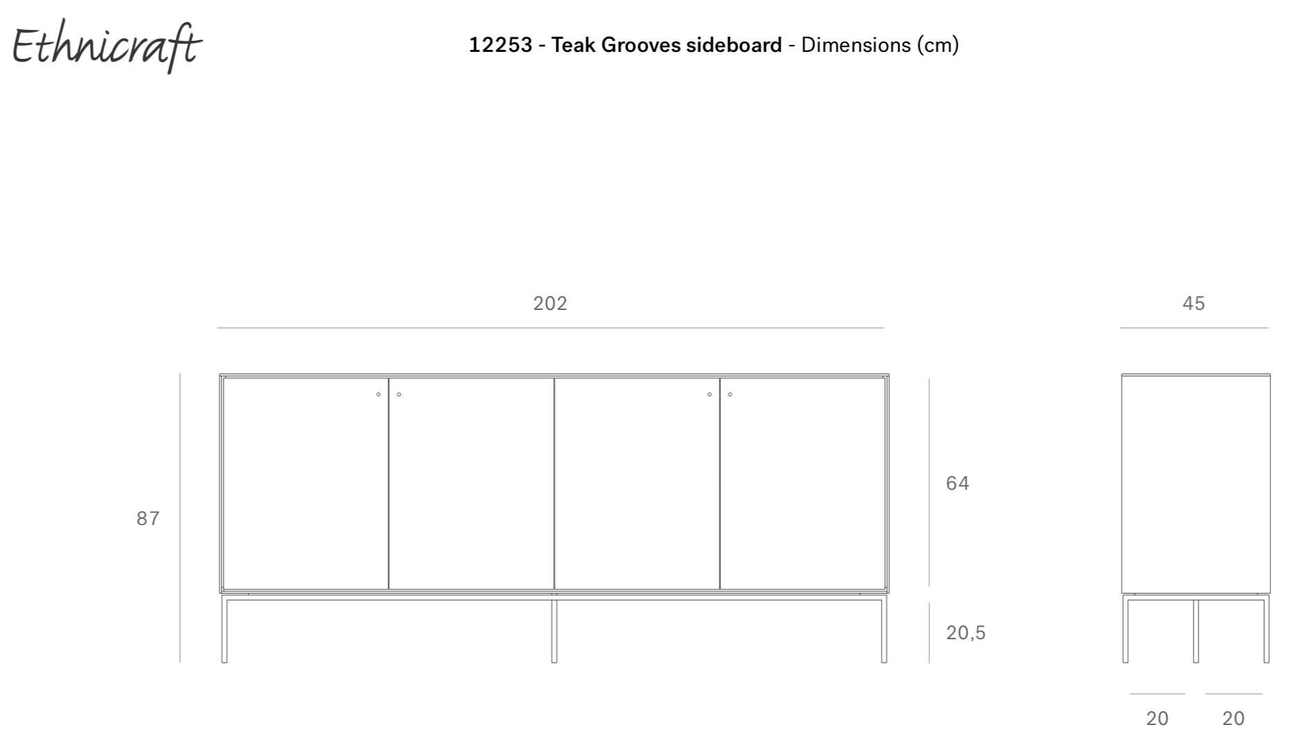 Ethnicraft Grooves Dressoir