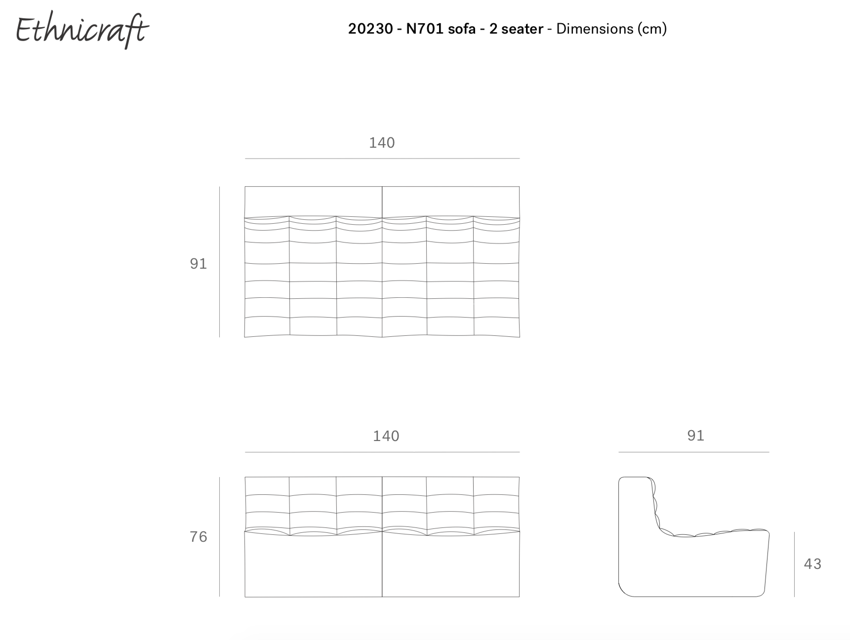 Ethnicraft N701 Bank 2-zits