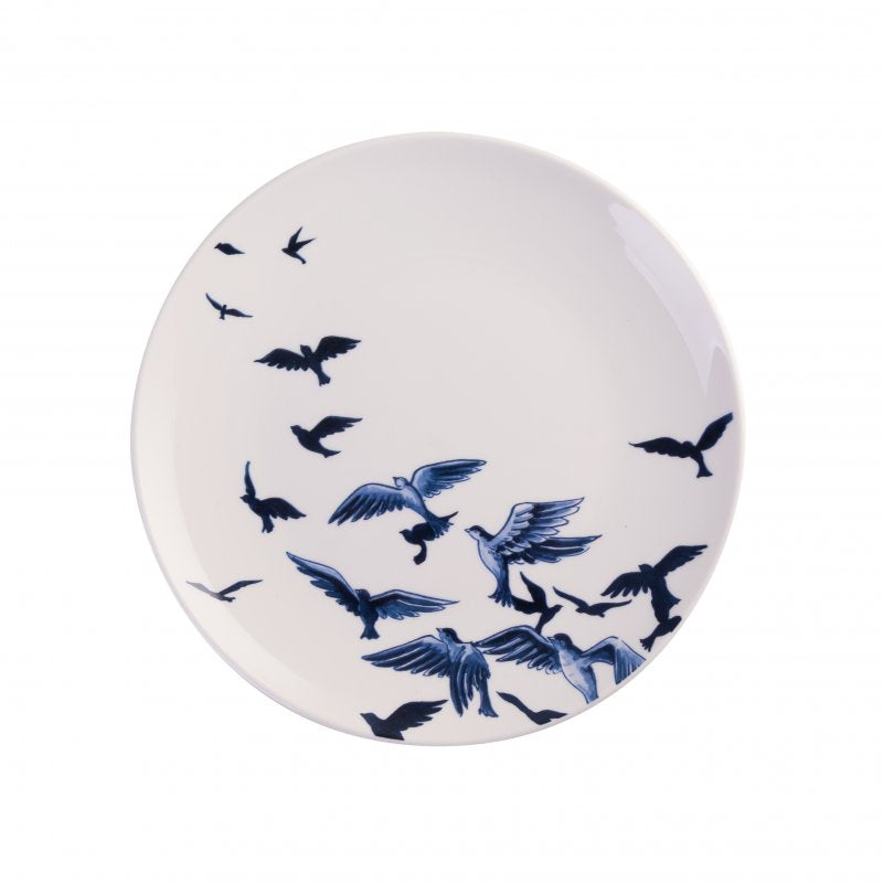 Heinen Delfts Blauw Wandbord Vogels