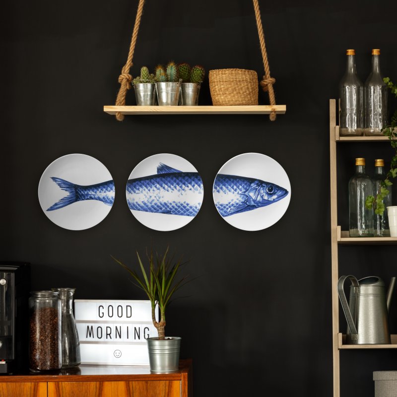 Heinen Delfts Blauw Wandborden Vissen